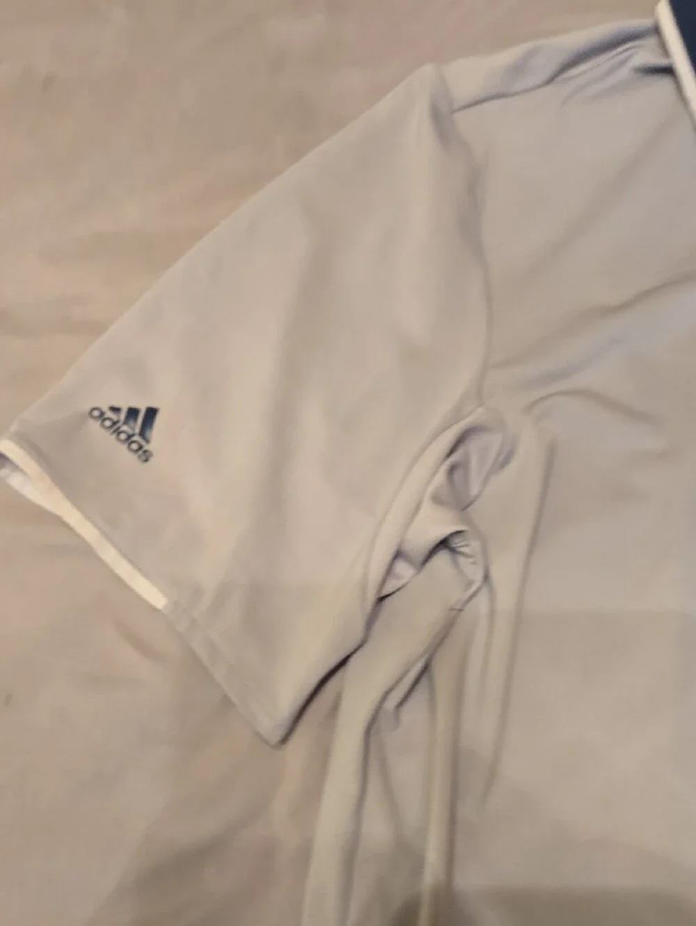 adidas Men’s Light Gray Polo with Navy Contrast Collar